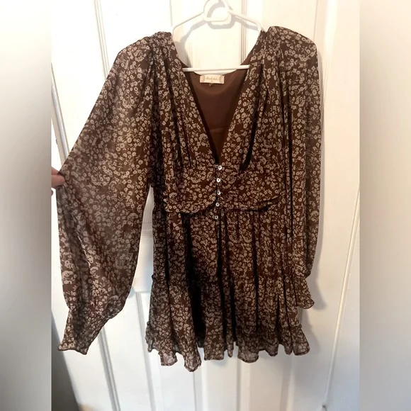 brown altard state dress As I Expected Brown Satin Cowl Neck Sleeveless Midi Dress main image 1